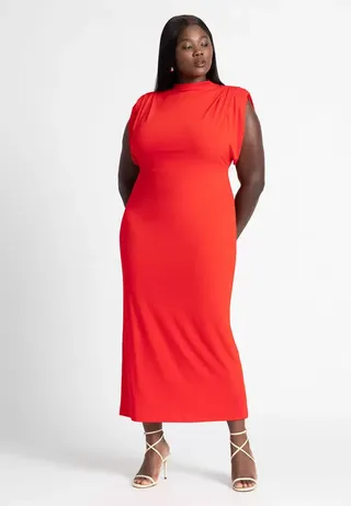 Funnel Neck Midi Dress