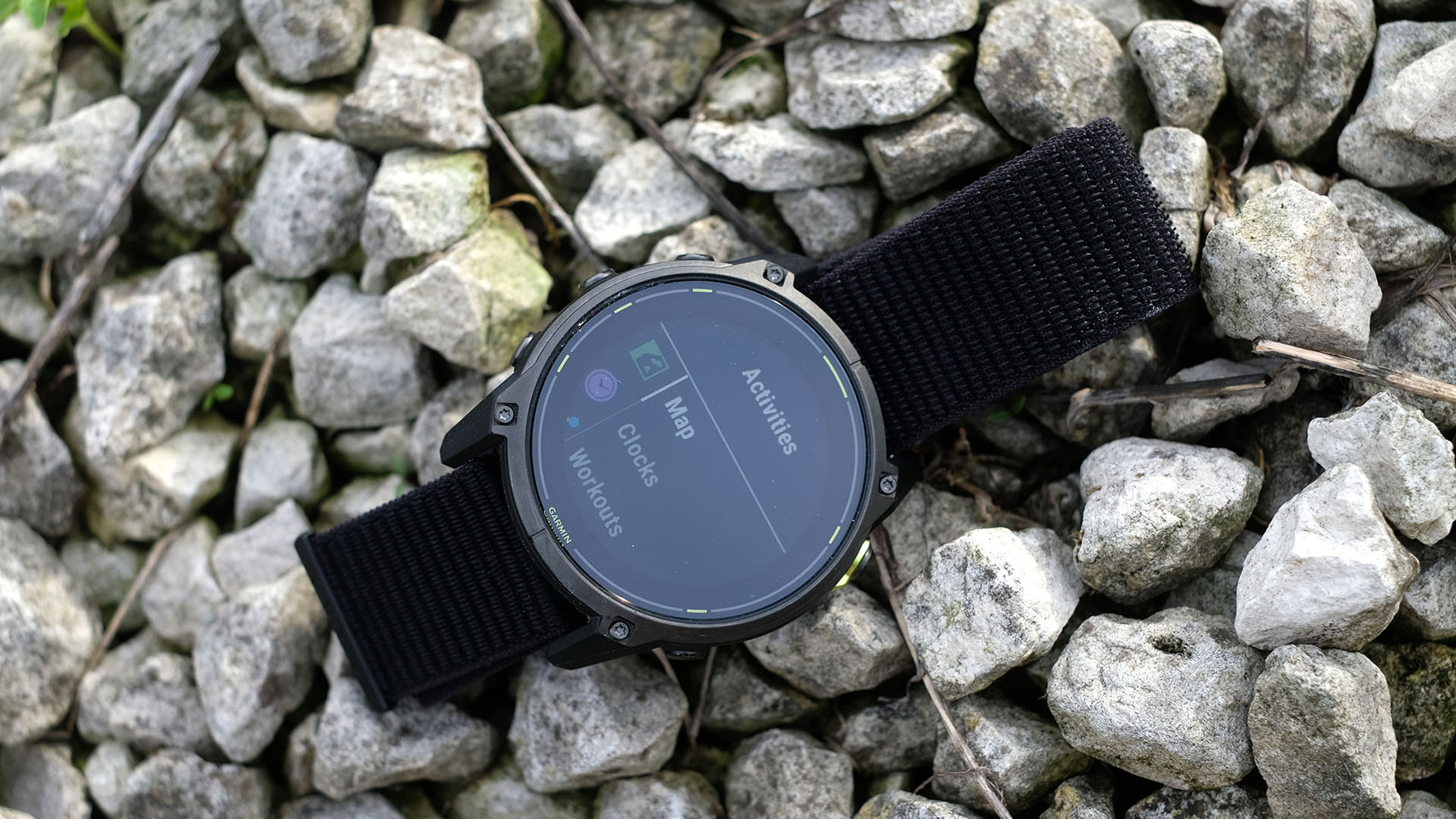 A close-up picture of the activities screen in the Garmin Enduro 3 smartwatch