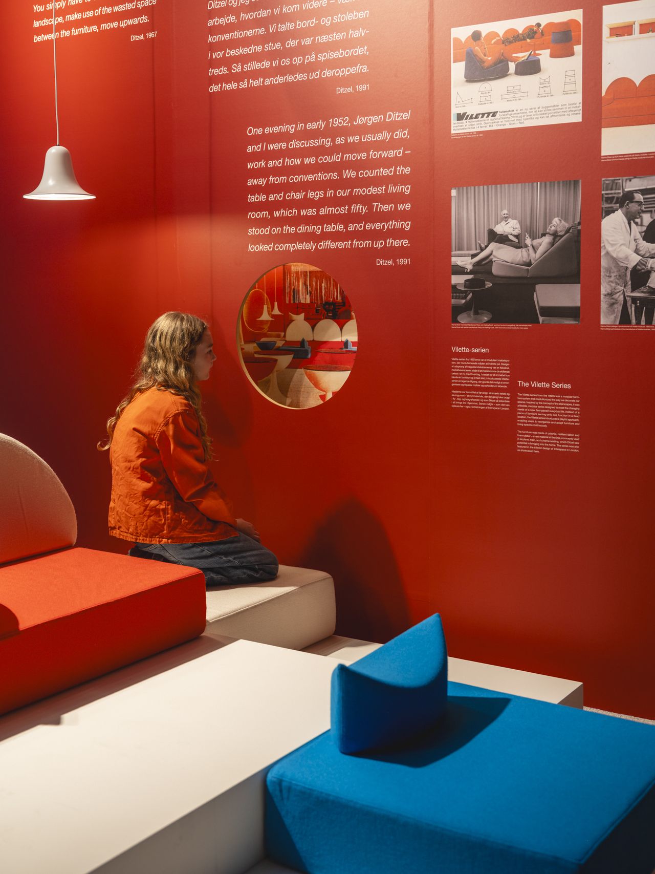 Red and blue exhibition spaces