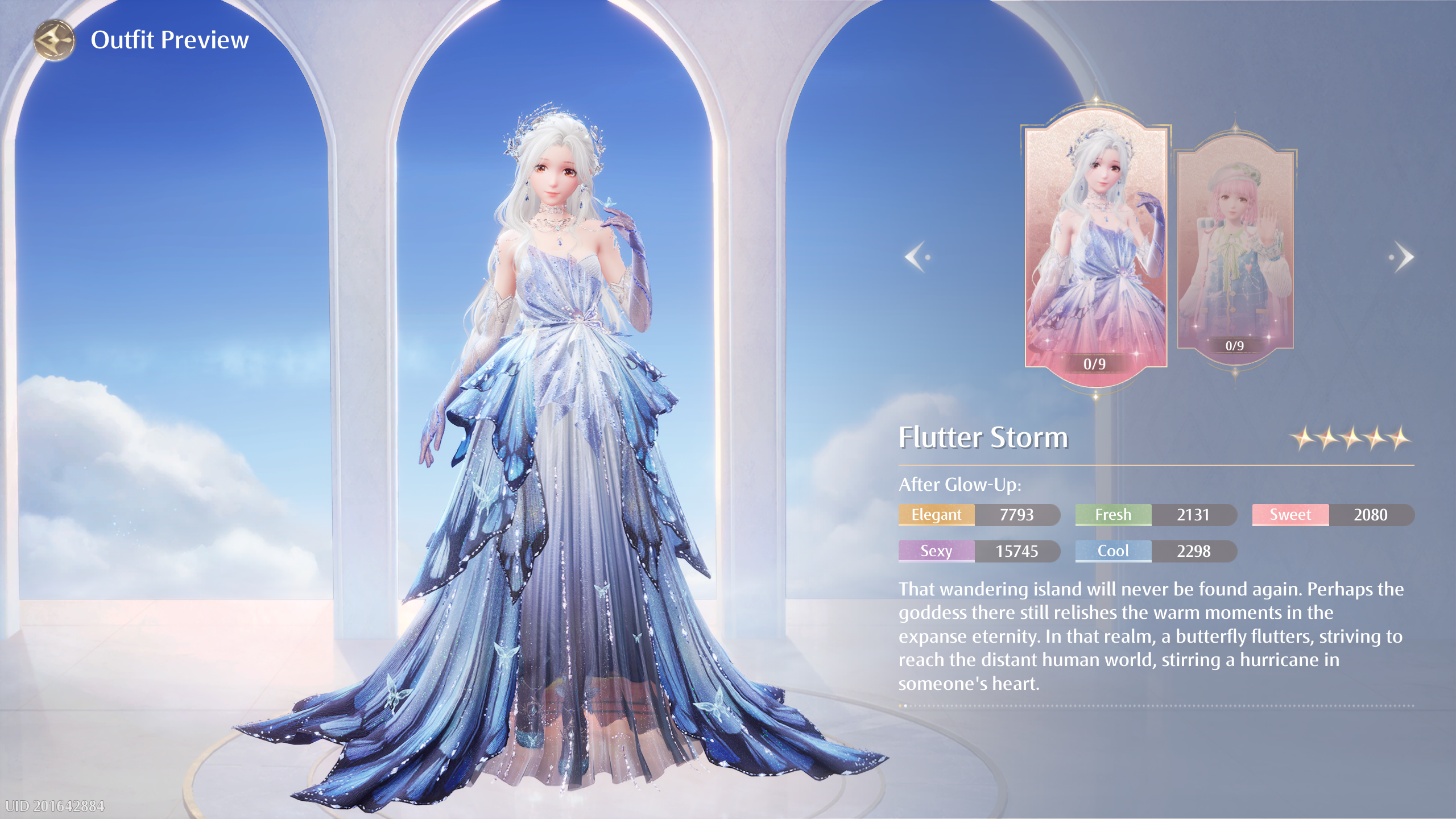 The Butterfly Dream and Blooming Fantasy banners for Infinity Nikki, with an exclusive 4-star and 5-star outfit.