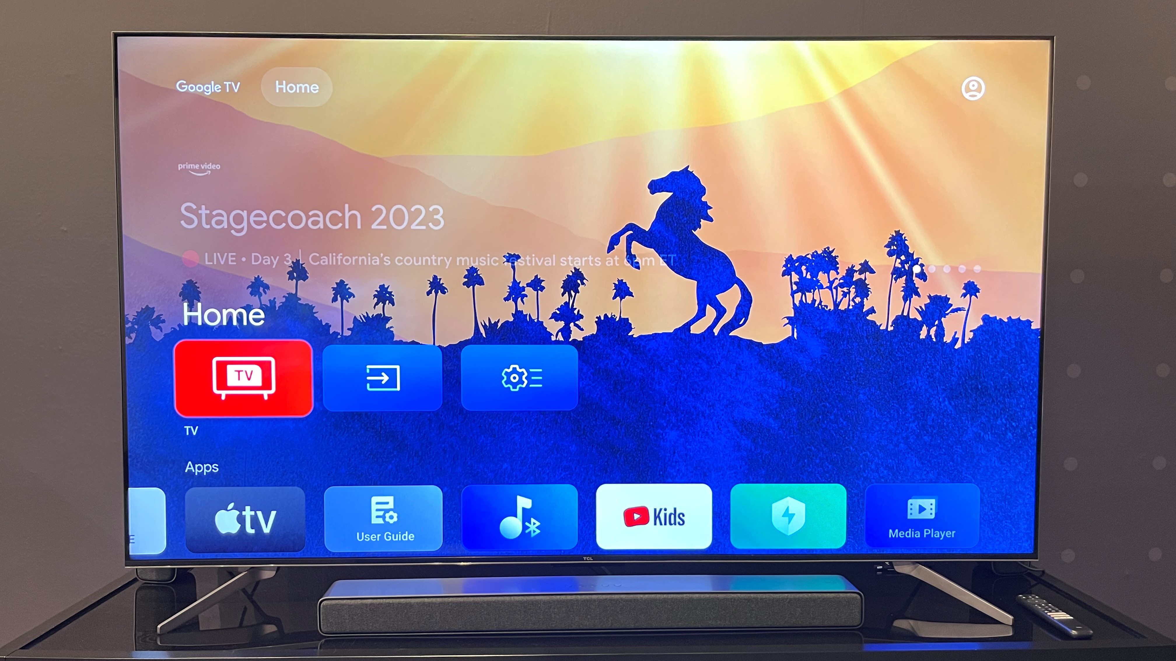 TCL Q7 series TV showing Google TV interface