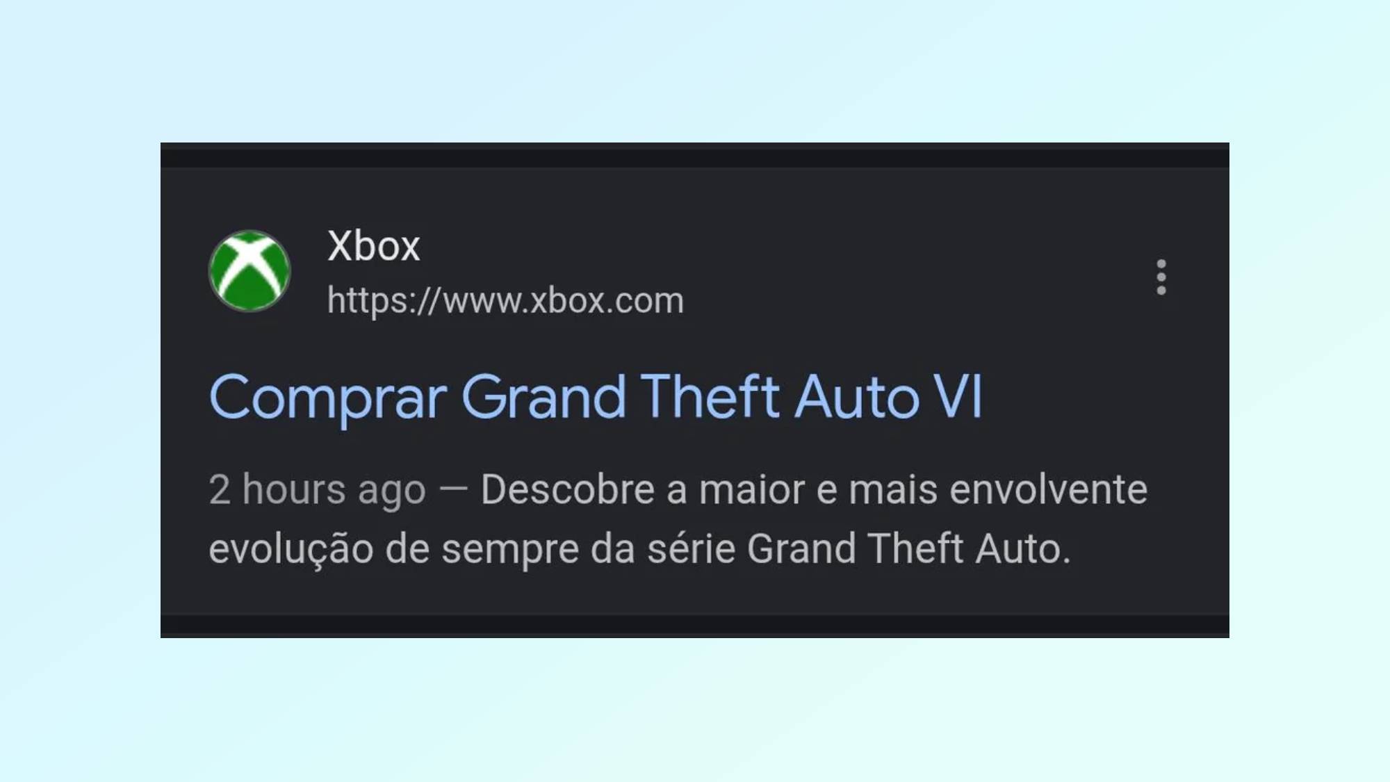 Google search results showing the Xbox Store GTA 6 listing page