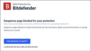 Bitdefender Antivirus Free phishing alert.