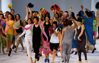 Unveiling of PLEATS PLEASE ISSEY MIYAKE during the finale of the Spring- Summer 1994 Paris Collection