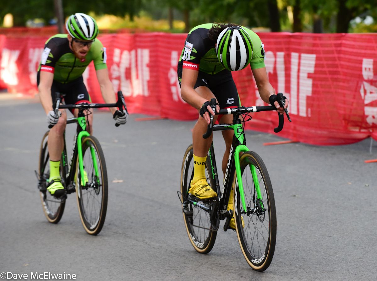 Curtis White (Cannondale) burying himself on the pavement to stretch out their lead over the chasers