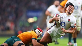 England&#039;s Marcus Smith is tackled by Australia&#039;s Fraser McReight in the 2024 Autumn International.