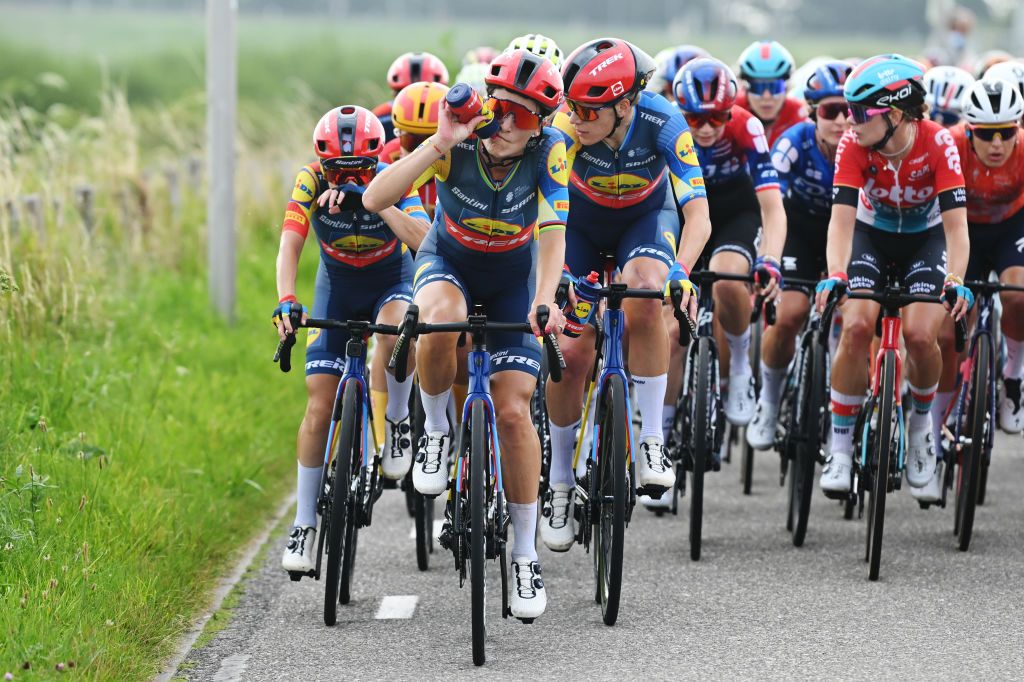 DORDRECHT NETHERLANDS AUGUST 13 Elizabeth Deignan of The United Kingdom and Team Lidl Trek cools down during the 3rd Tour de France Femmes 2024 Stage 2 a 679km stage from Dordrecht to Rotterdam UCIWWT on August 13 2024 in Dordrecht Netherlands Photo by Dario BelingheriGetty Images