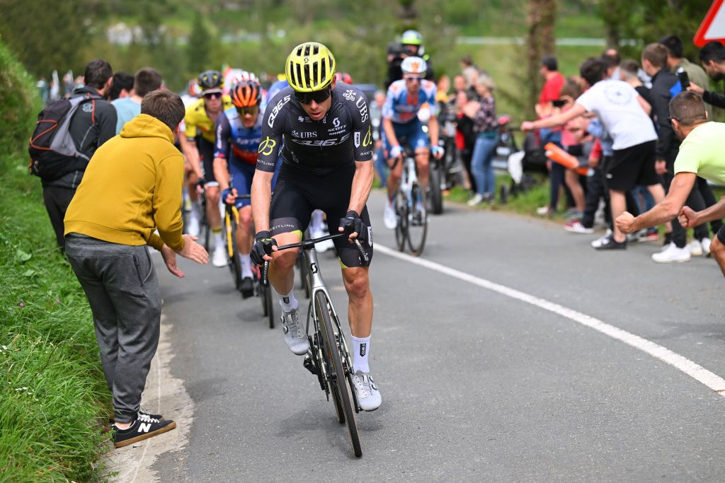 EIBAR SPAIN APRIL 06 David de la Cruz of Spain and Q365 Pro Cycling Team attacks in the breakaway during the 63rd Itzulia Basque Country 2024 Stage 6 a 1378km stage from Eibar to Eibar UCIWT on April 06 2024 in Eibar Spain Photo by Tim de WaeleGetty Images
