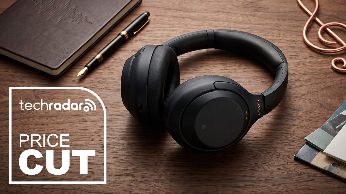 Sony WH-1000XM4 headphones laying on a desk.