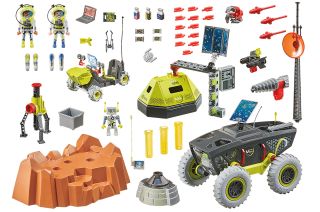 Playmobil's Mars Expedition playset includes two European Space Agency (ESA) astronauts, an ESA co-branded rover, a Mars trike, a drilling station and an ESA research laboratory, among other accessories.