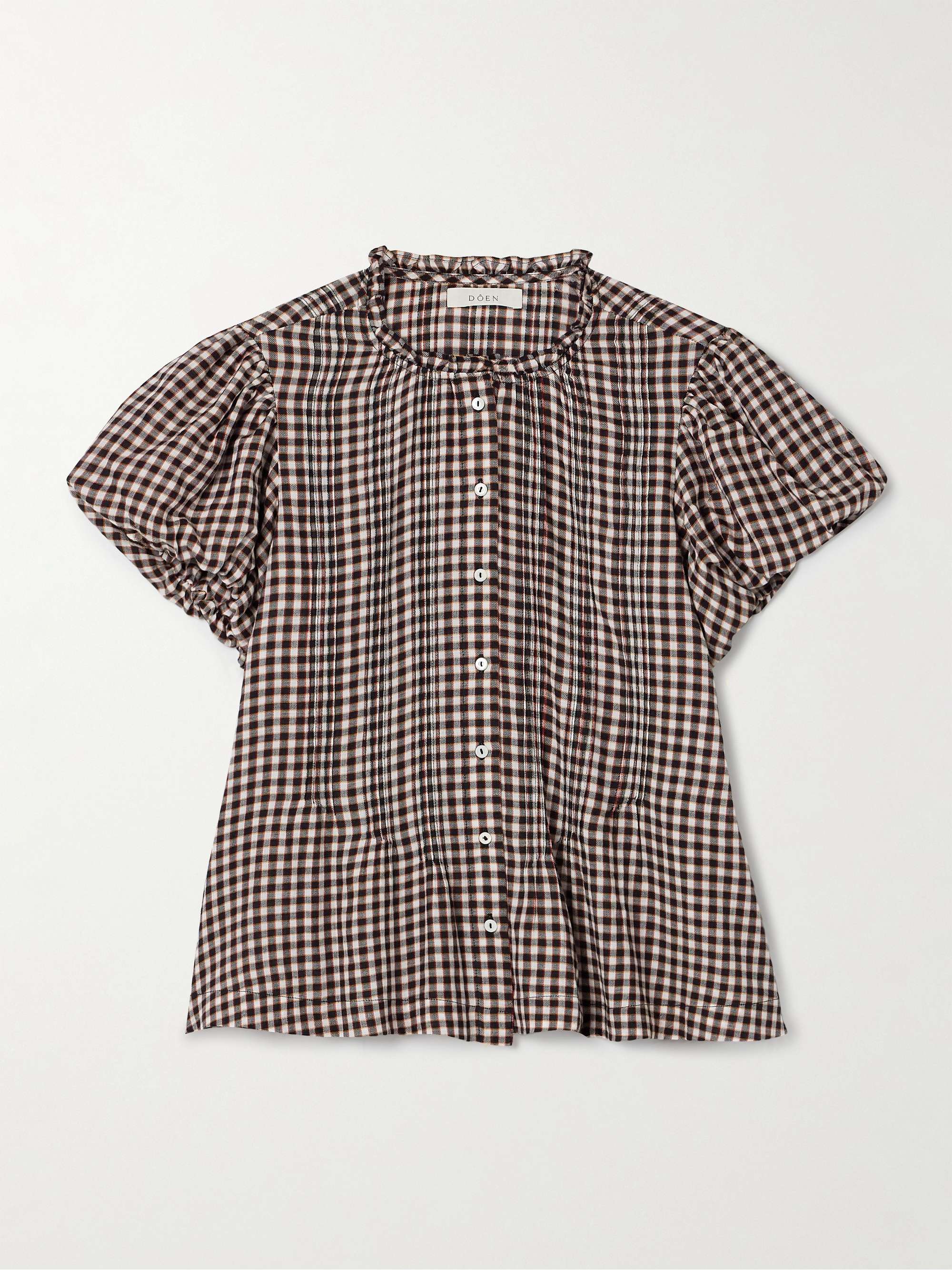 Millie Ruffled Checked Organic Cotton-Voile Blouse