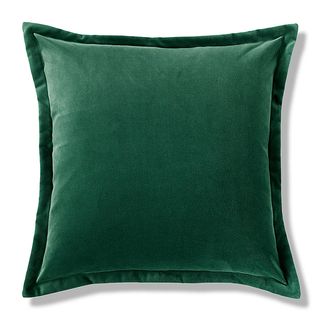 dark green square shape velvet cushion