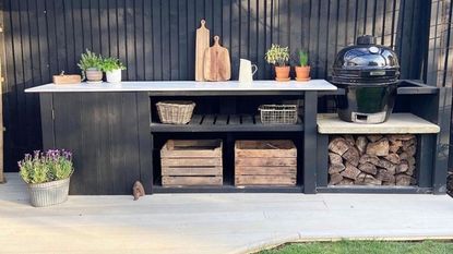 black outdoor kitchen