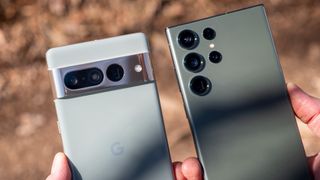 Comparing the back of the Google Pixel 7 Pro and Samsung Galaxy S23 Ultra