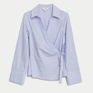 Pure Cotton Striped Tie Front Shirt