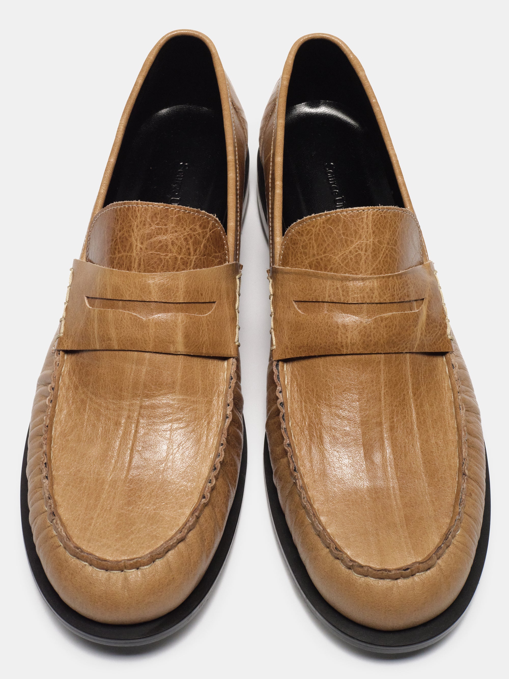 Nestos Cracked Leather Penny Loafers, Walnut