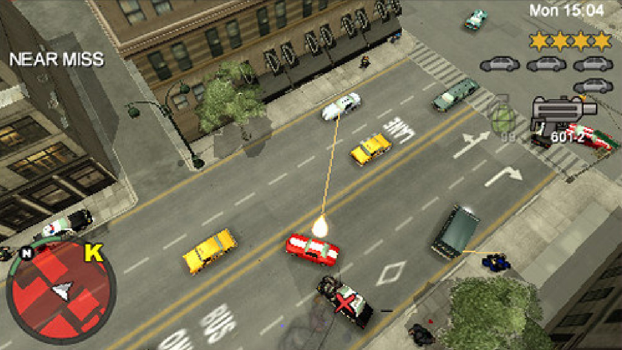 A shootout in the street in GTA Chinatown Wars