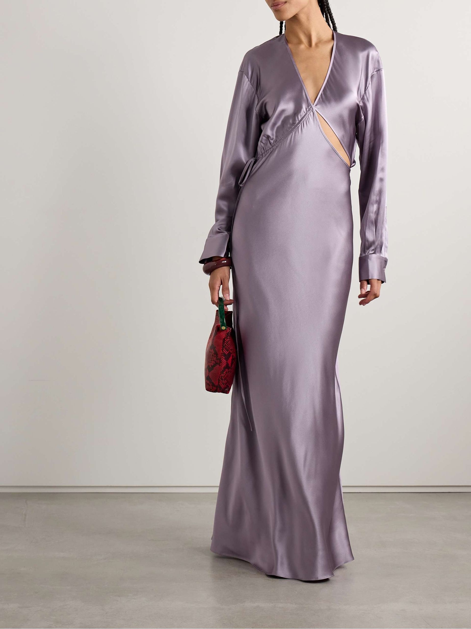 Cutout Silk-Satin Maxi Dress
