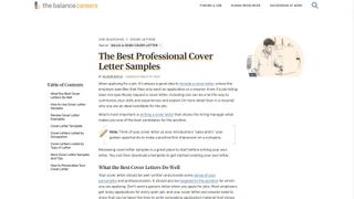 The Balance Careers Cover Letter