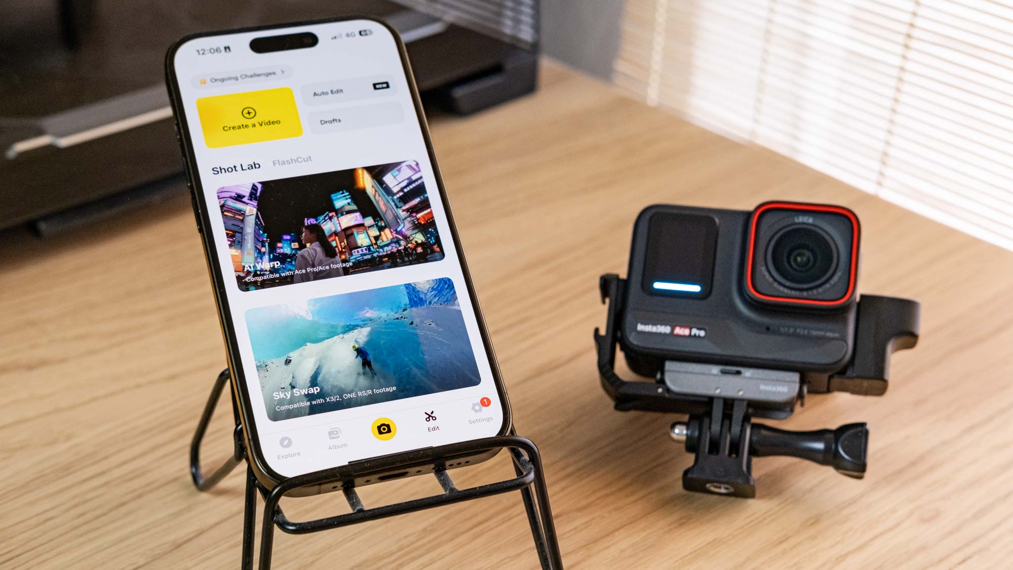 Insta360 Ace Pro next to phone
