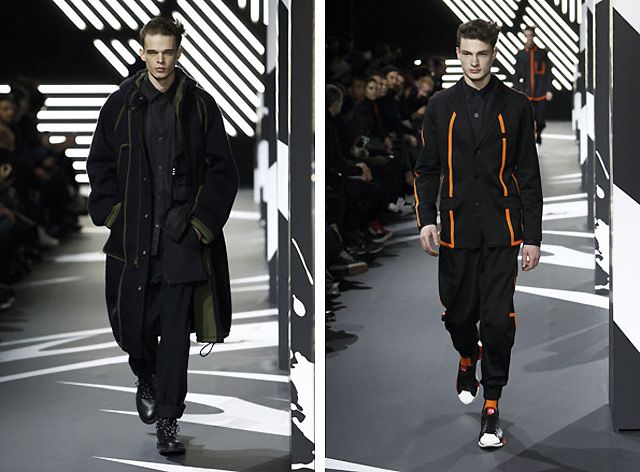 Y-3 A/W 2014 runway, black-green, black-orange