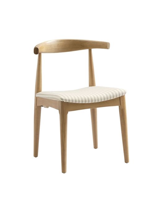 Arley Beech Wood Dining Chairs in Natural and Light Taupe Striped&nbsp;