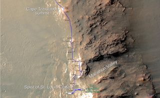 Eleven years and two months after landing on Mars, NASA's Opportunity Mars rover has driven in total further than the length of a marathon race: 26.219 miles (42.195 km.).