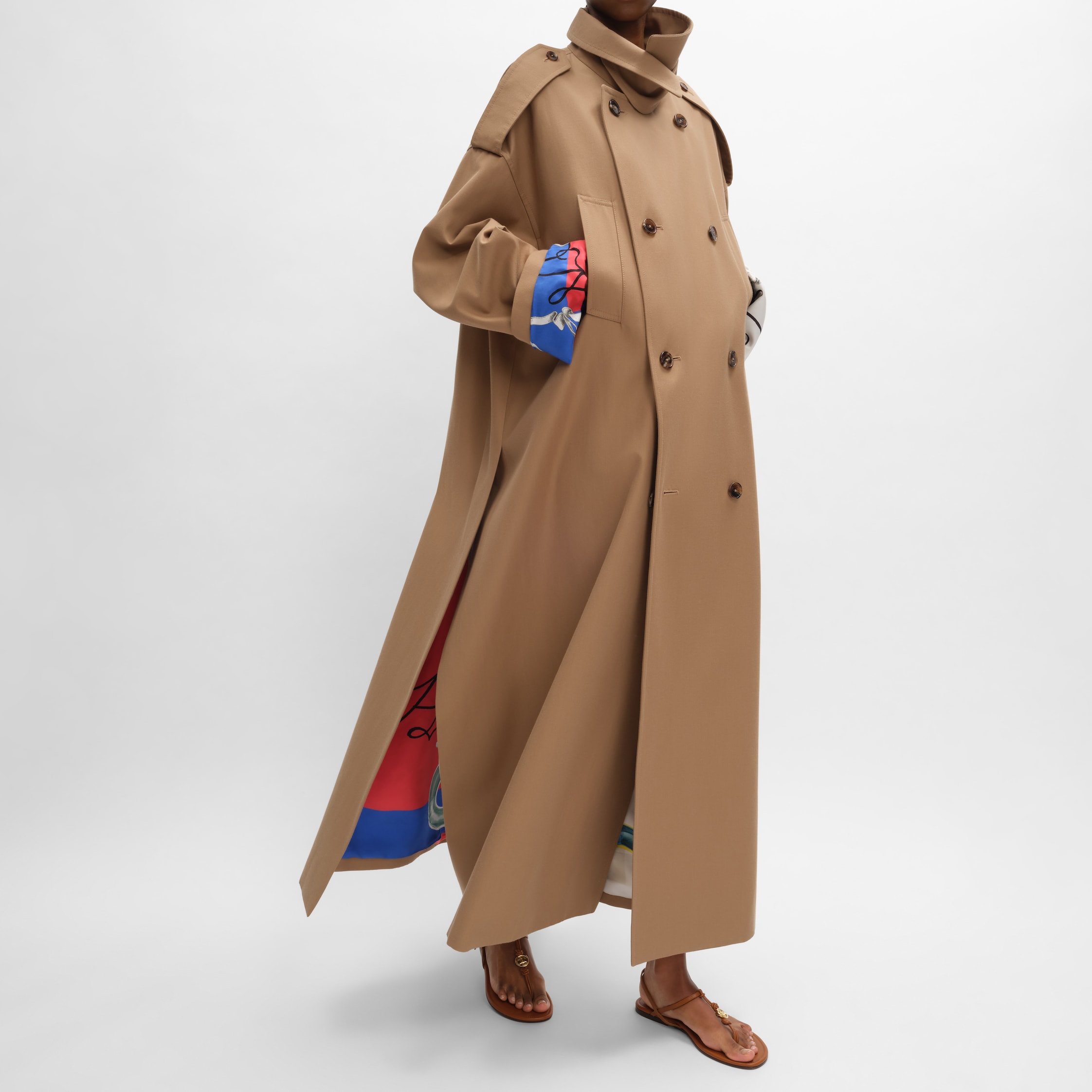 Trench Coat in Cotton and Wool Gabardine