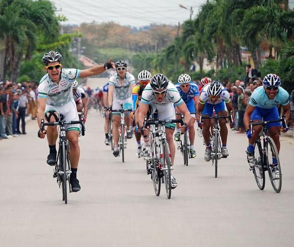Guillaume Boivin (Spidertech p/b Planet Energy) celebrates his win of stage 11 at the Vuelta a Cuba.