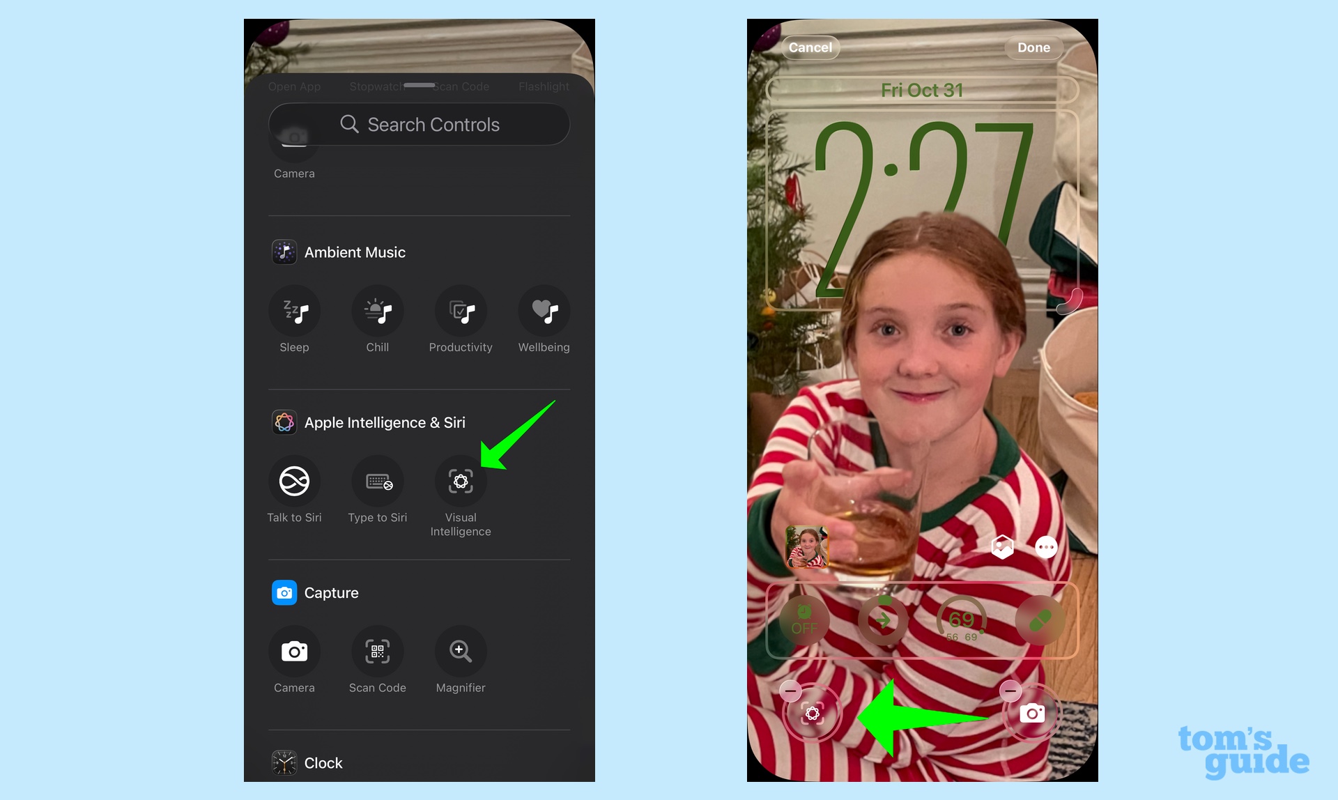 select visual intelligence shortcut for lock screen