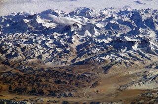 A view of Mount Everest as seen by astronauts aboard the International Space Station.