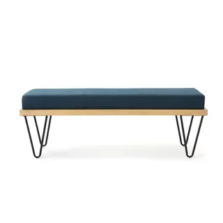 Christopher Knight Home Elisha Industrial Modern Bench Navy Blue: Upholstered, Entryway Seating, 400lb Capacity