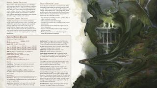 A two-page spread of a dragon in the new Monster Manual