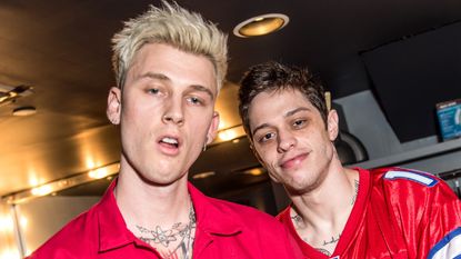 Machine Gun Kelly and Pete Davidson pose backstage at PlayStation Theater on June 8, 2019 in New York City.