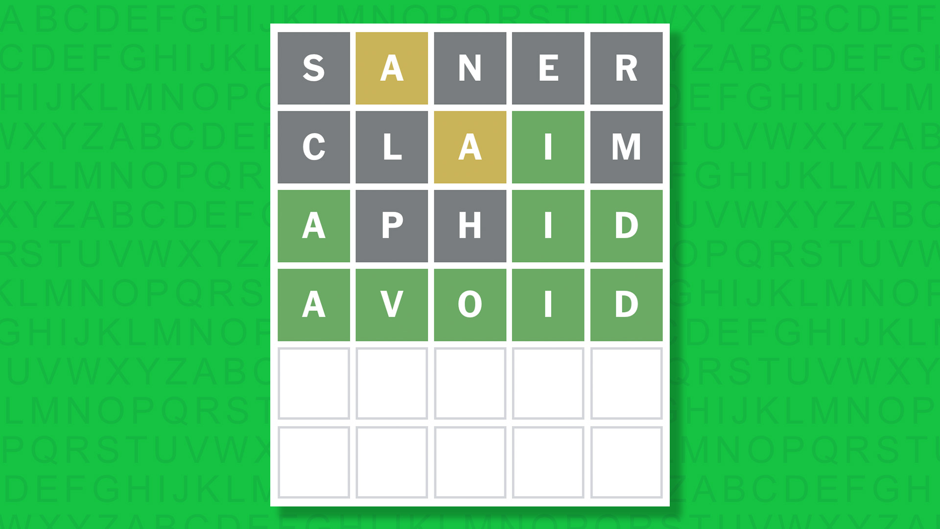 NYT Wordle answer for game 1670 on a green background