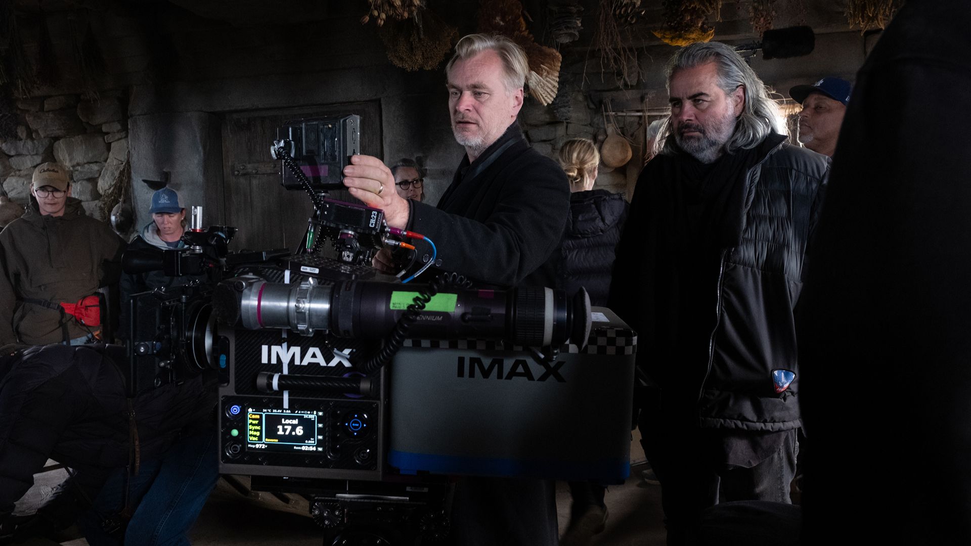 Christopher Nolan directing a scene on the set of The Odyssey