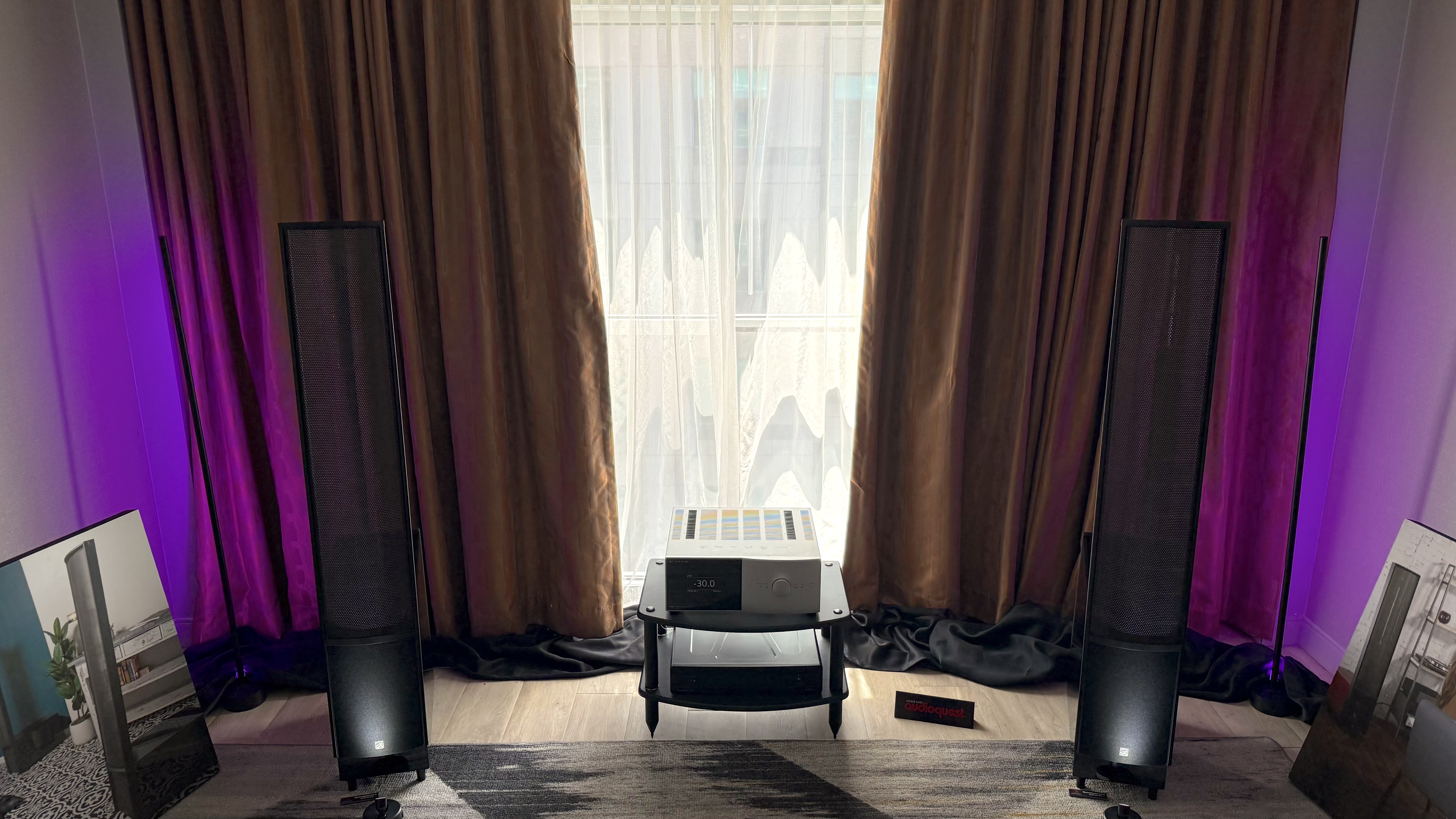 A wide shot of the Martin Logan ElectroMotion ESL X