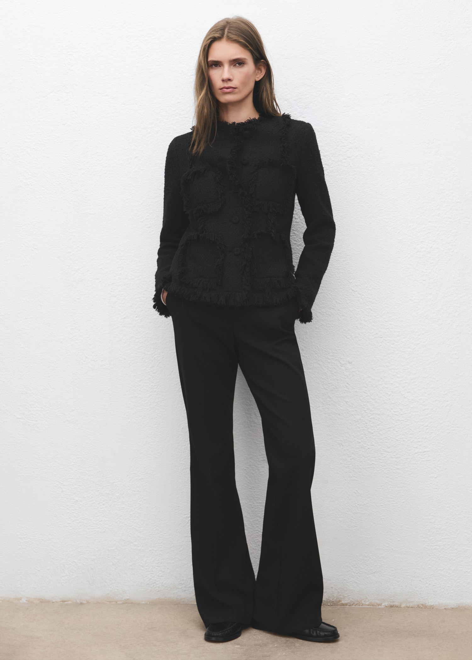 Tweed Jacket With Frayed Ends - Women | Mango United Kingdom