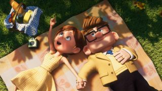 Carl and Ellie in the opening scene of Pixar's Up