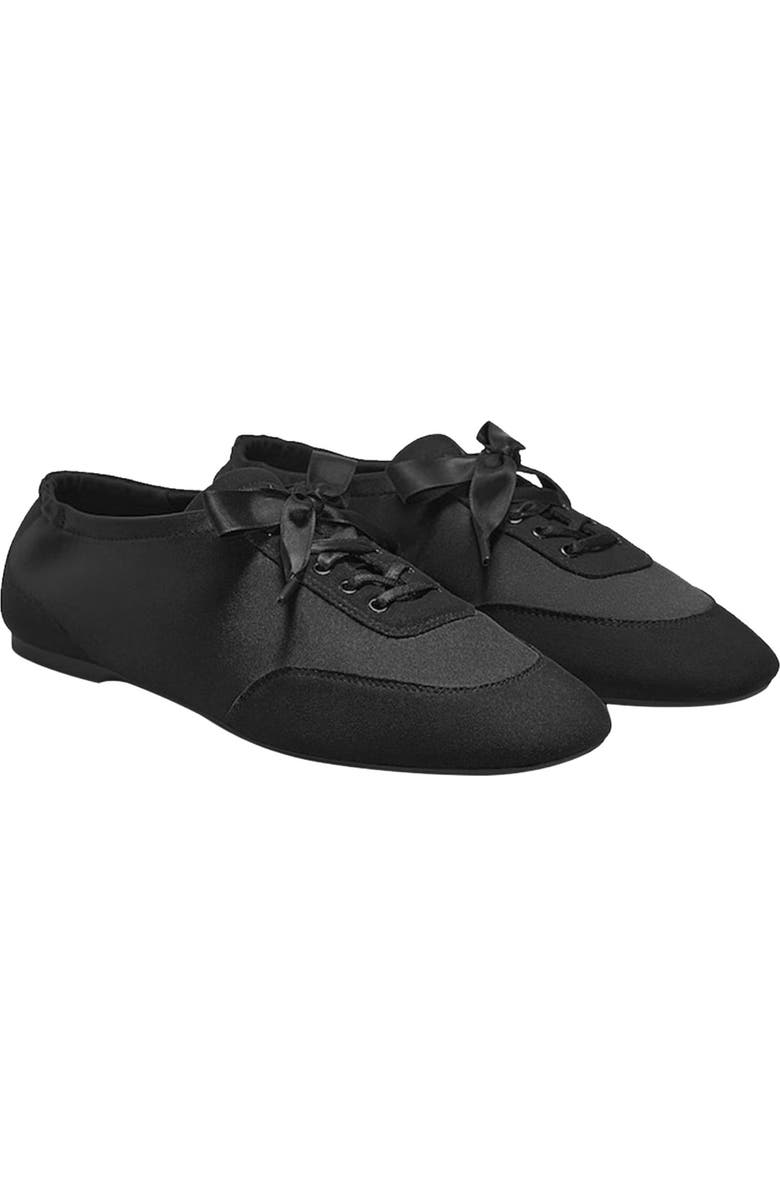 Square-Toe Lace-Up Satin Sneakerina