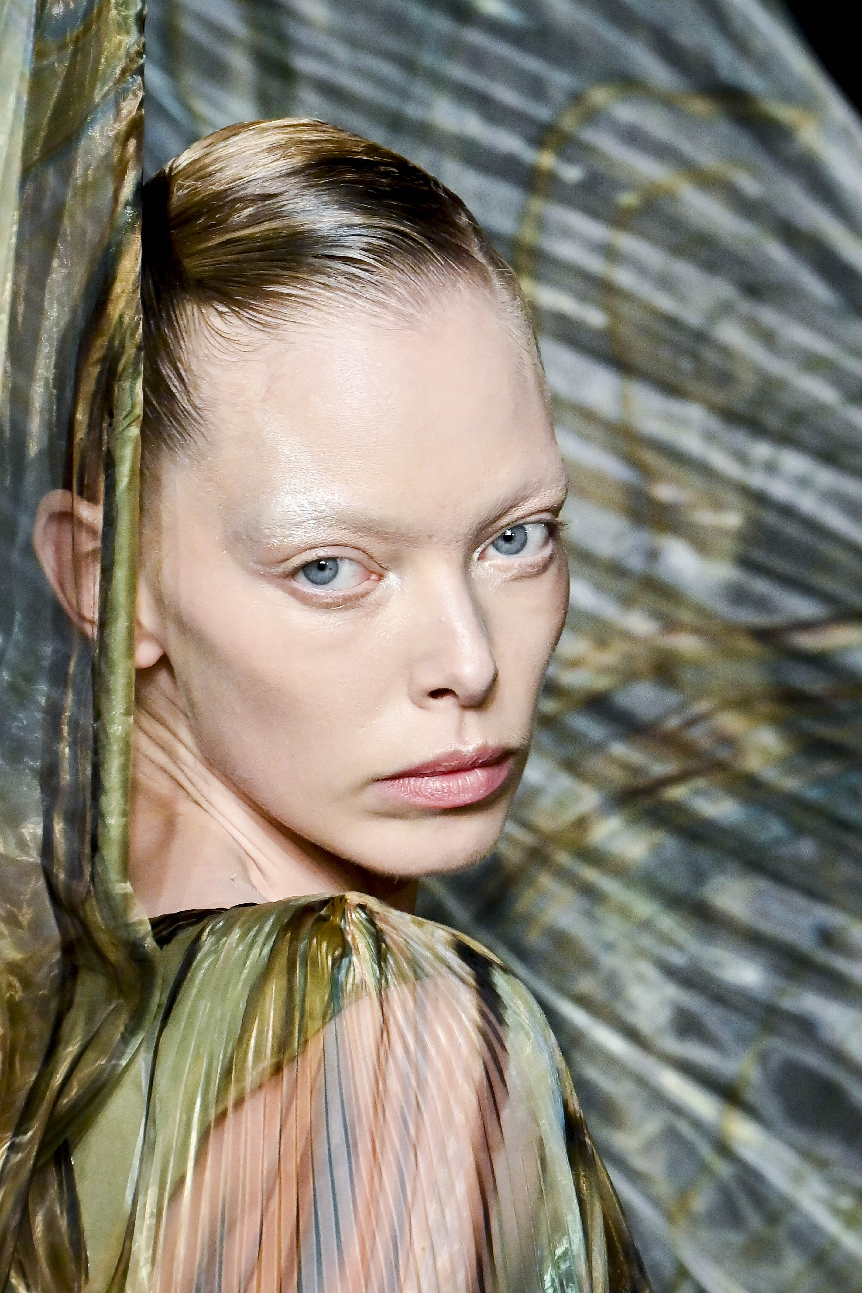 A model on the runway during Paris Fashion Week