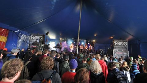Long shot of Knifeworld on stage at ArcTanGent Festival