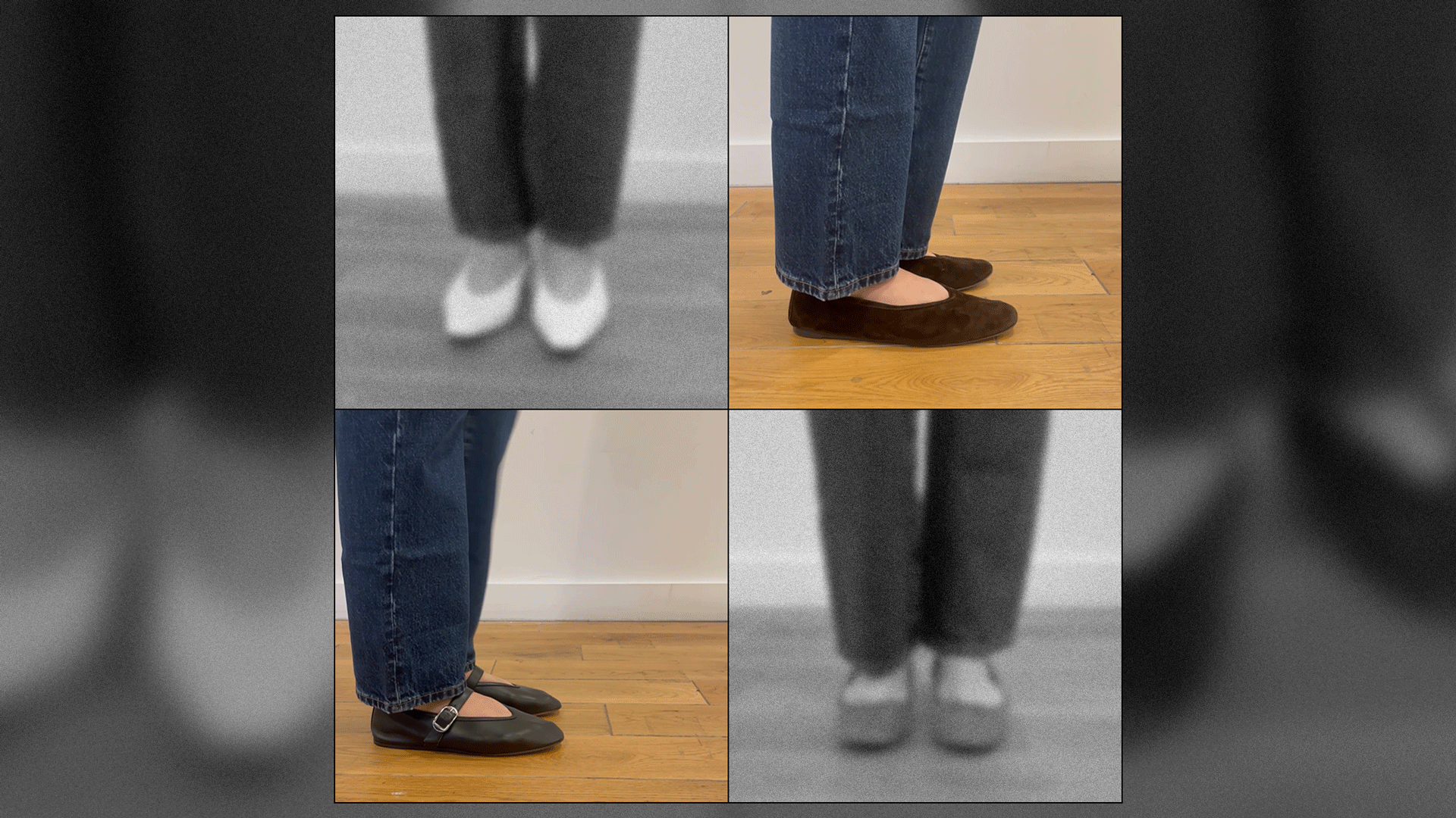 a collage of detail images of senior fashion editor Anna LaPlaca wearing popular ballet-flat styles