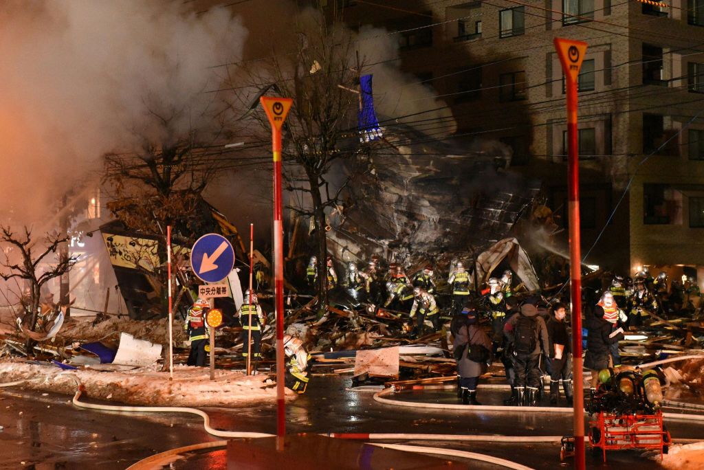 The aftermath of an explosion in a Japanese restaurant.