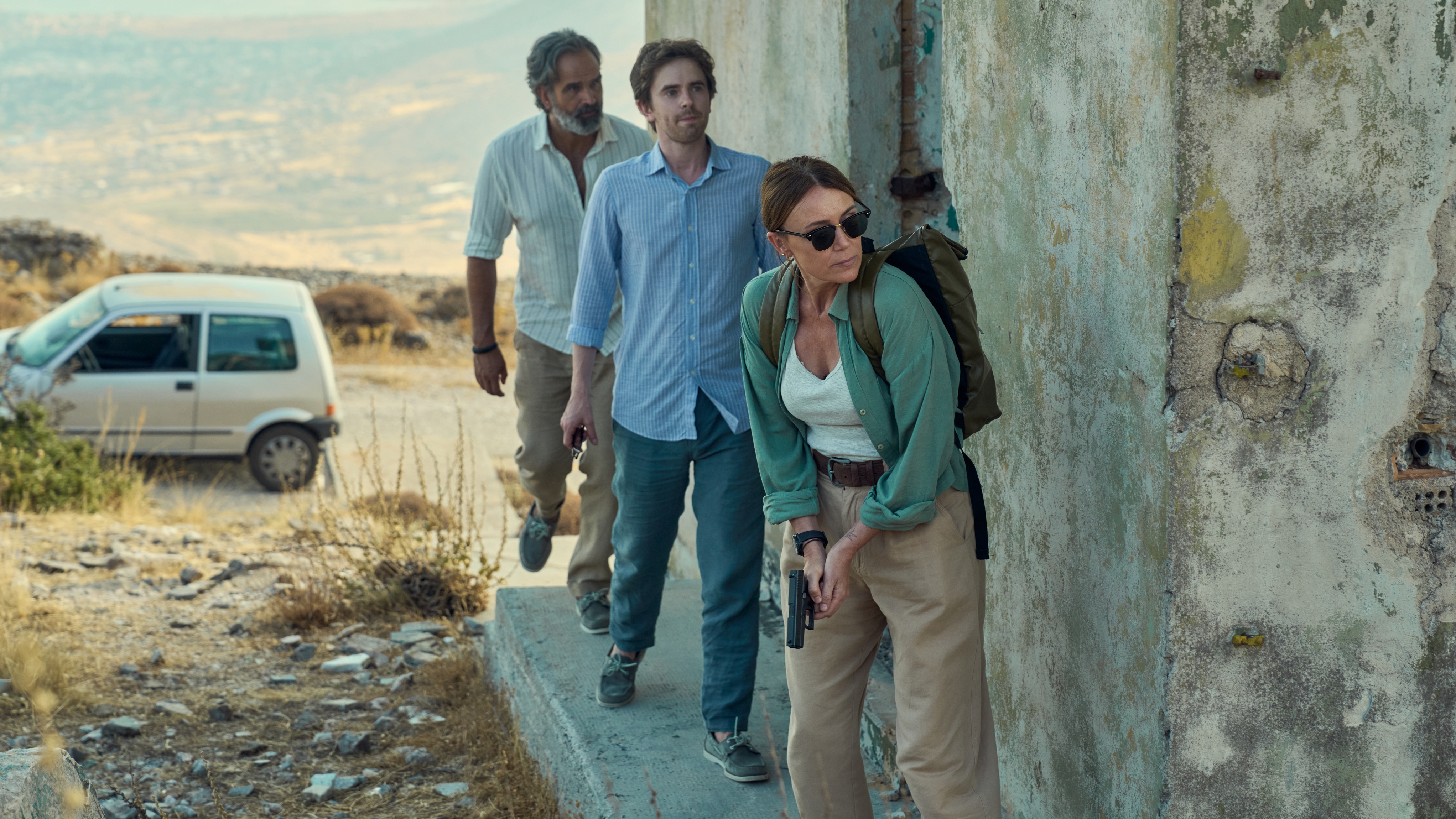 Luka, Julie and Ed arrive at an abandoned house in Albania.