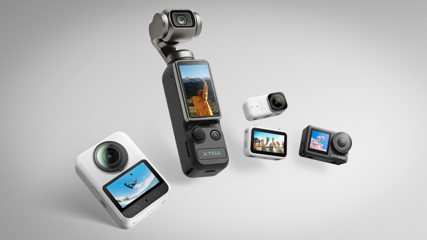 Selection of Xtra cameras against a grey background