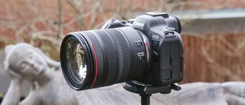 Canon EOS R6 II camera on a tripod with 24-105mm lens attached