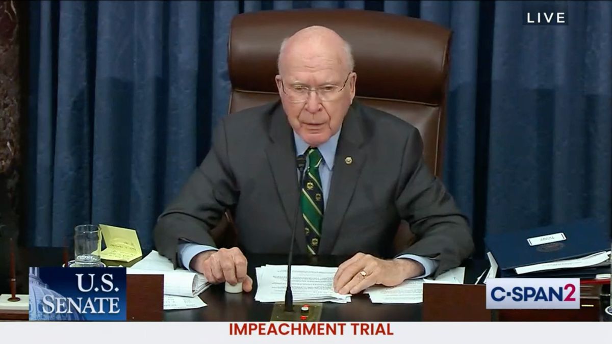 Sen. Patrick Leahy presides over the second impeachment trial of former President Donald Trump.