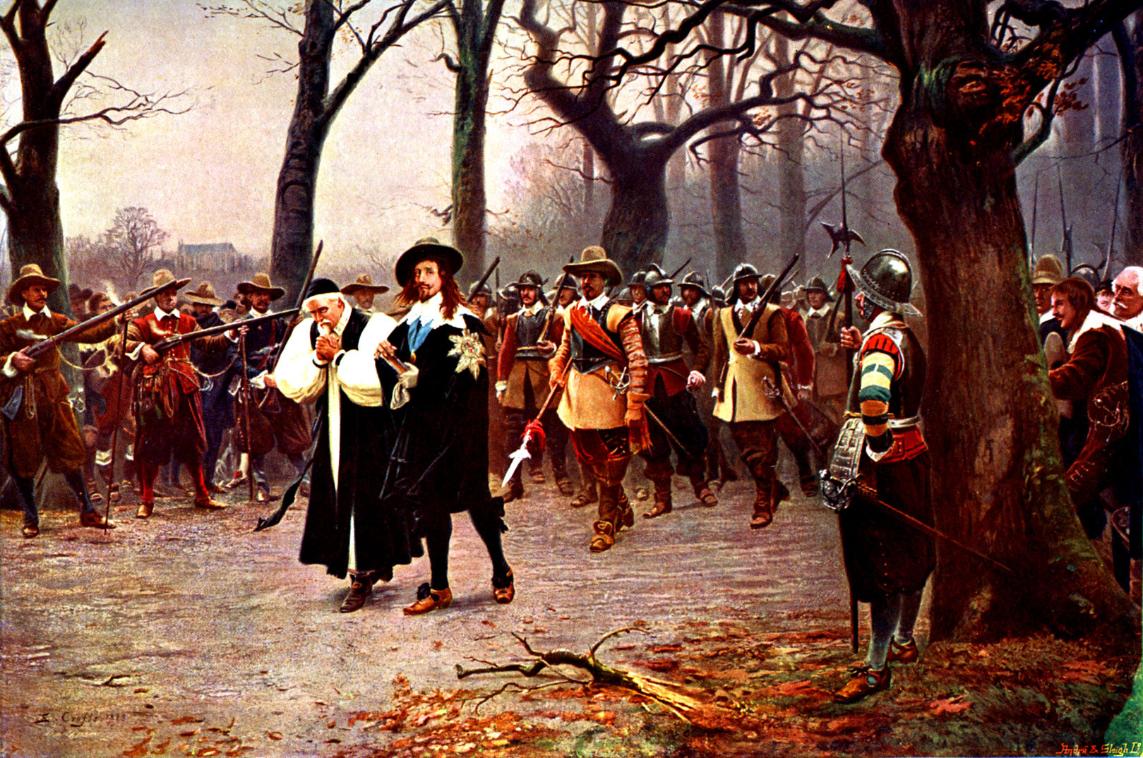 A painting of King Charles I walking to his execution