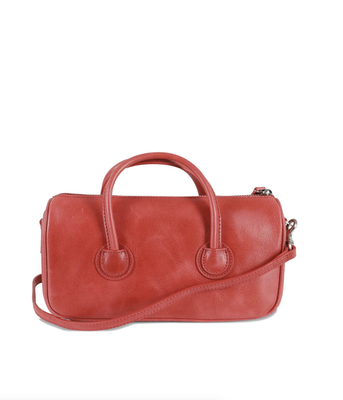 Leather Cylindrical Tote Bag
